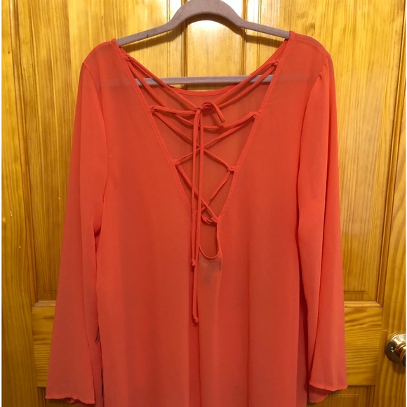 ModCloth Coral Swim Cover Up Shift Dress - Picture 7 of 7